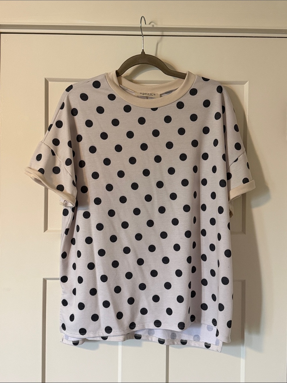 Cream Polka Dot Short Sleeve Tee - Relaxed Women's Top